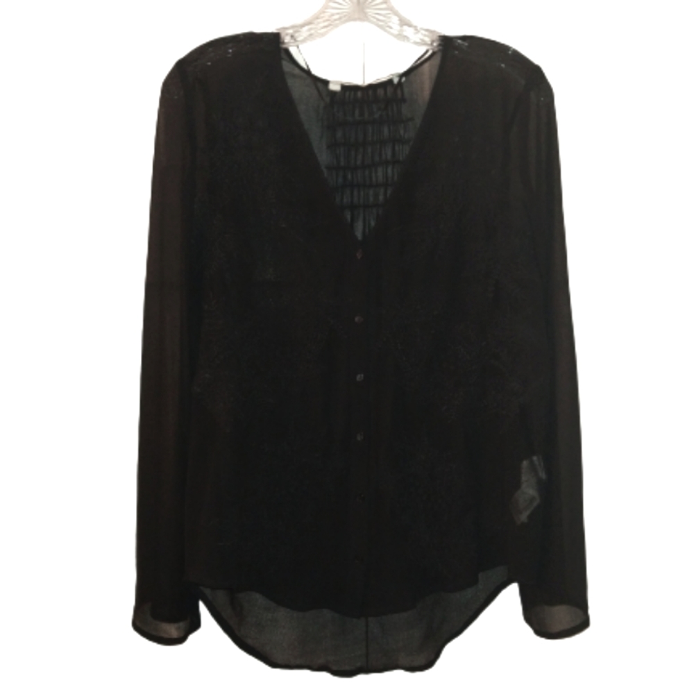 Women's Zara Basic Sheer Button Down Shirt